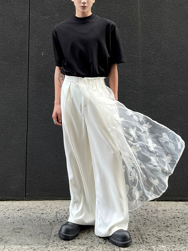 Ivory Veil Satin Train Trousers