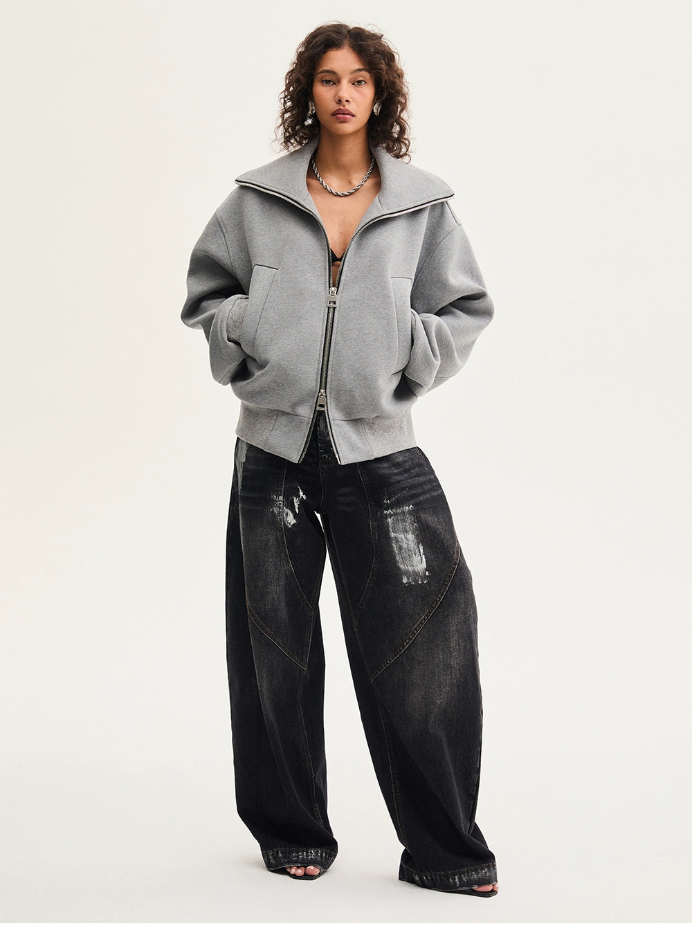 CollarRamp High-Neck Zip Bomber