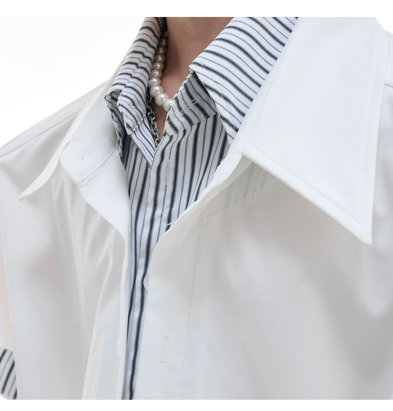 White Denim Short Sleeve Button-Up