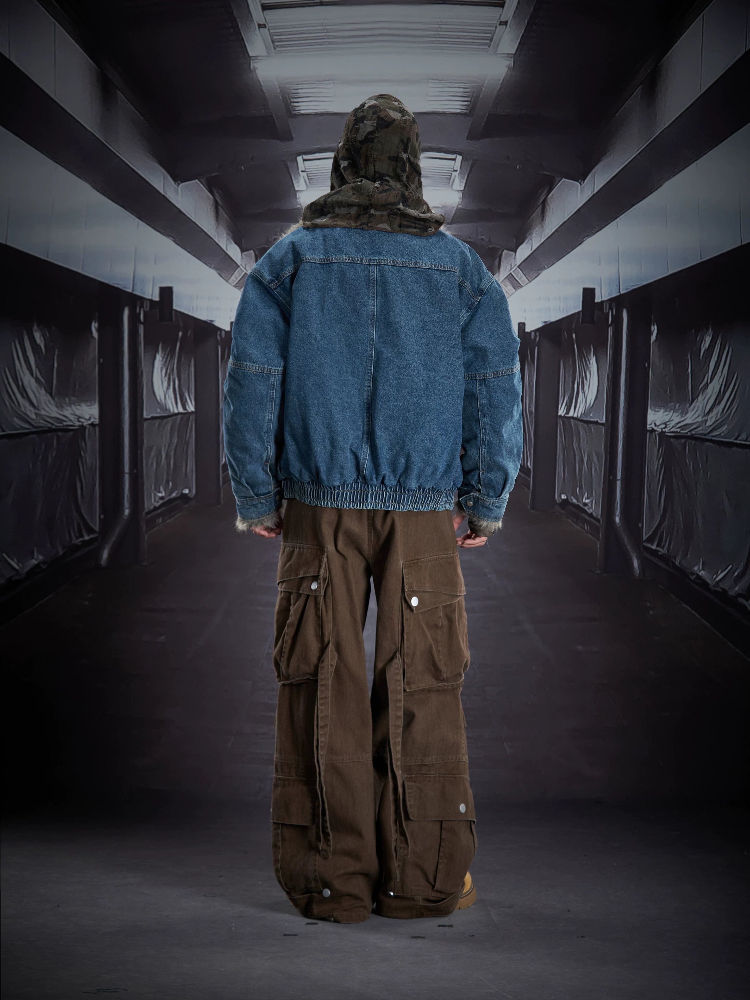 Frostlined Forge Denim Bomber Jacket