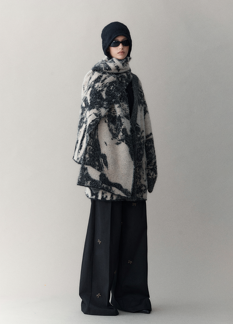 Embroidered Embellished Wide-Leg Trousers