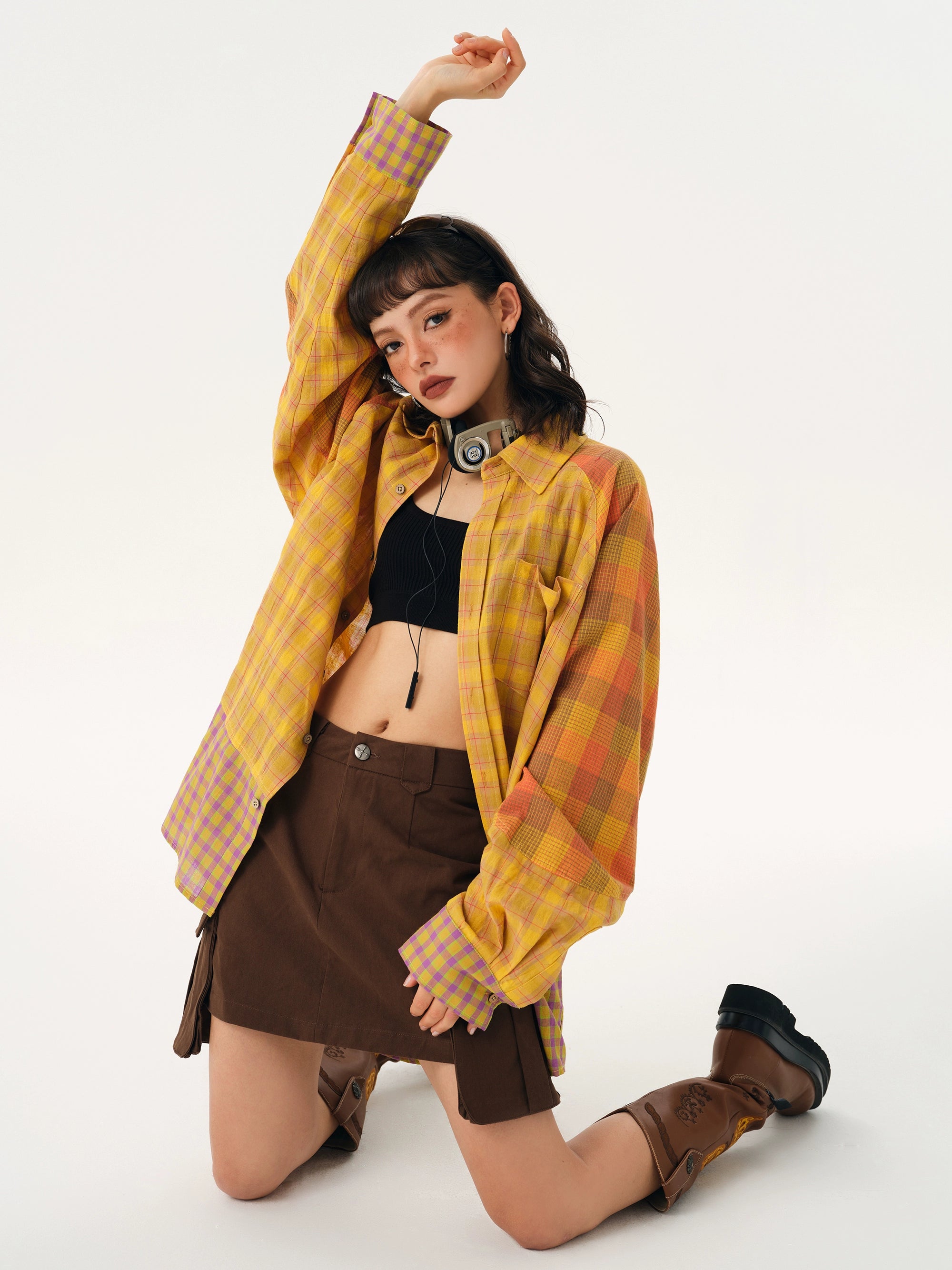 Yellow Plaid Oversized Shirt