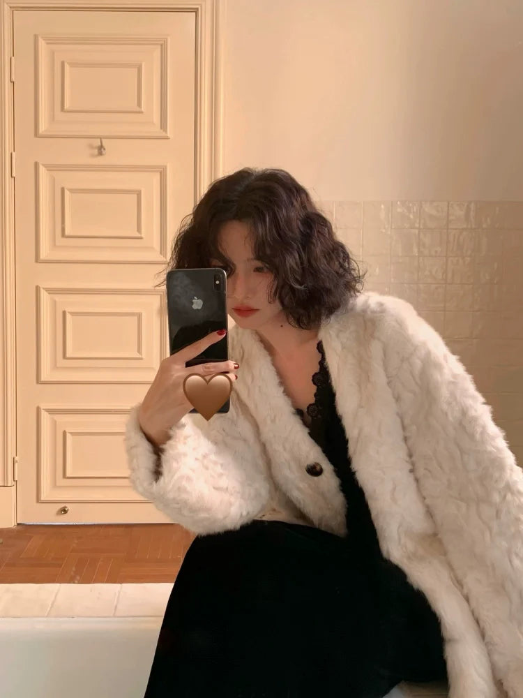 Milky White Faux Fur Coat