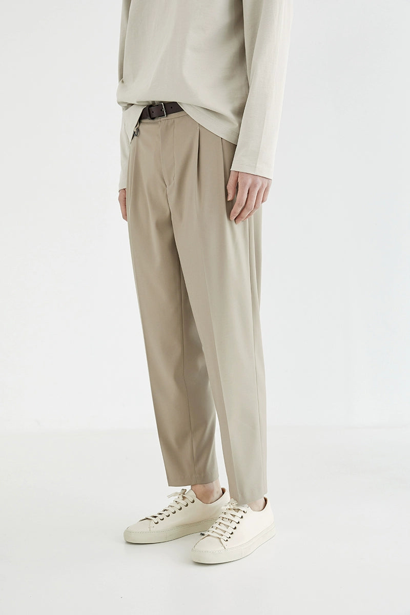 Pantalones de vestir de confort de doble plato