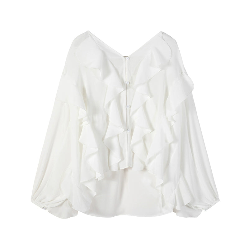 Ruffled Button Back Blouse