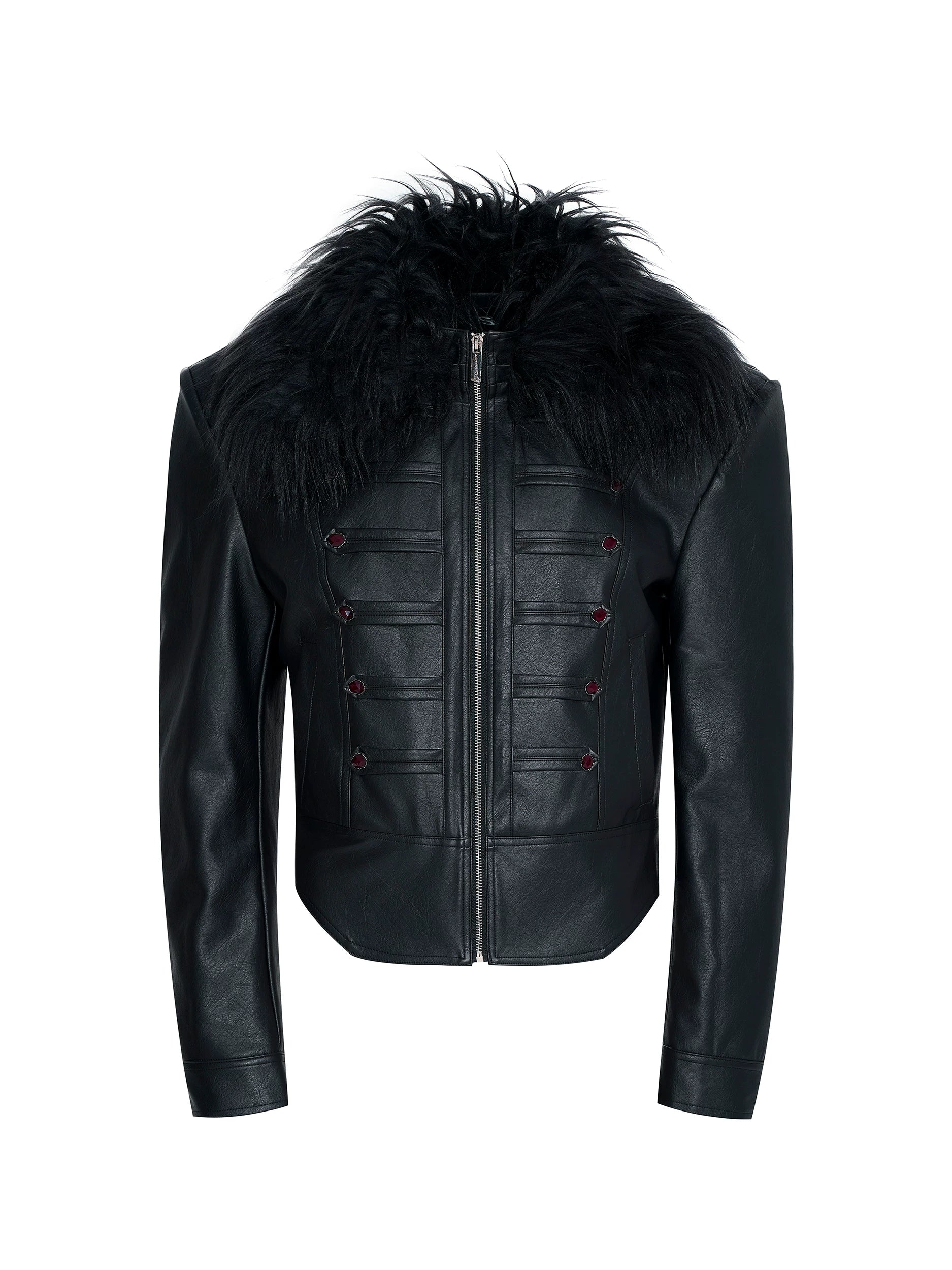 Midnight Legion Faux‑Fur Officer Jacket