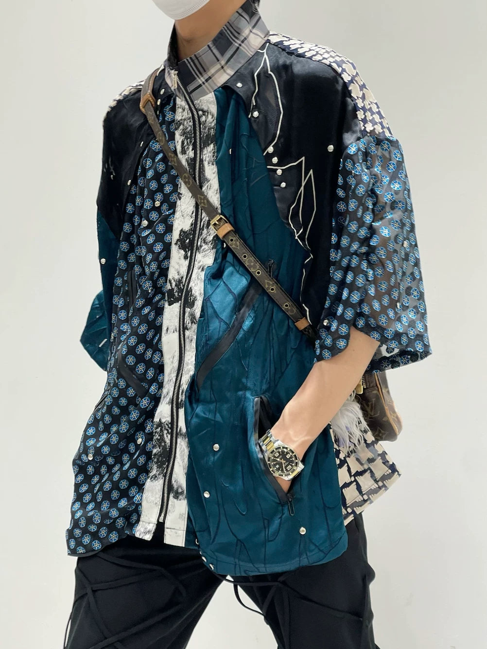 Nebula Circuit Patchwork Kimono Shirt
