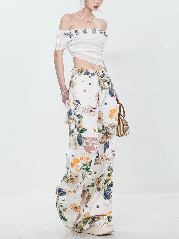 Breezy Bloom Delessed Wide Bein Jeans