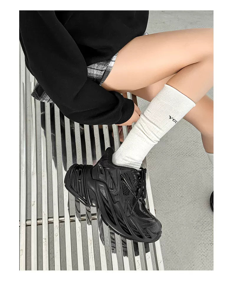 Futuristic Metallic Platform Runner Sneakers