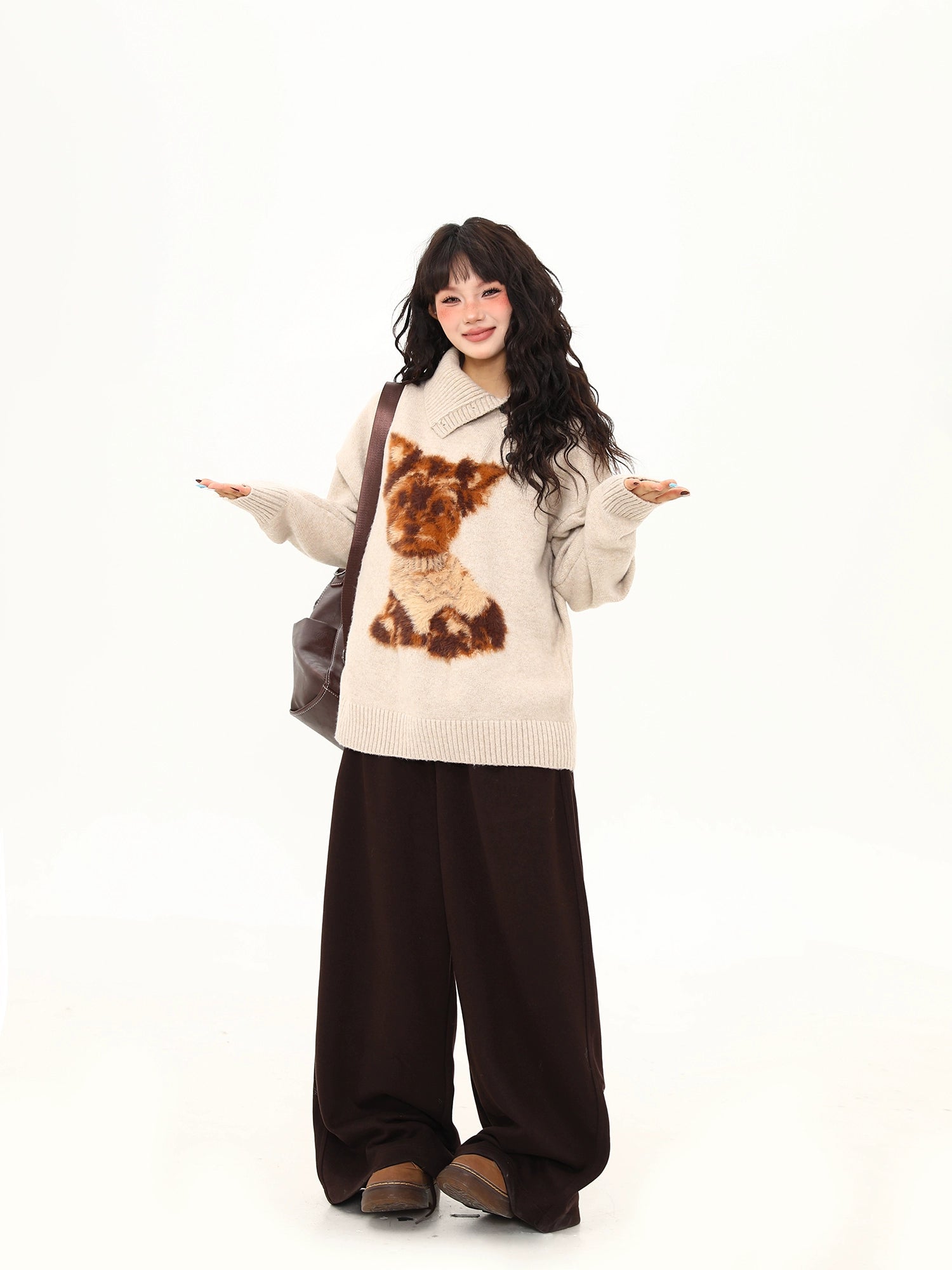 Cozy Terrier Shawl-Collar Knit Sweater