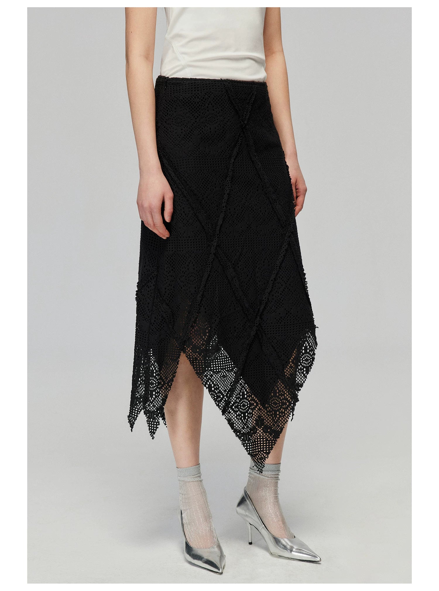 Crochet Handkerchief Hem Midi Skirt