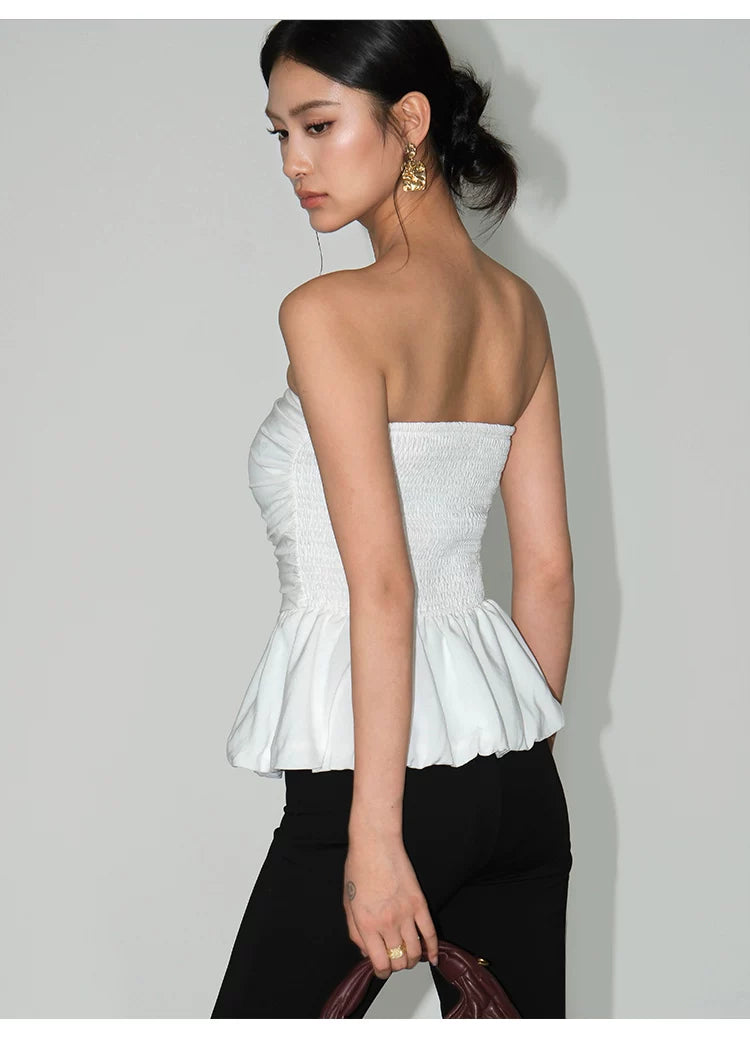 Whisper Peplum Ruched Bandeau Top