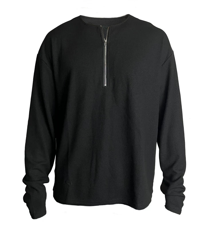 Minimal Half-Zip Long-Sleeve Sweatshirt