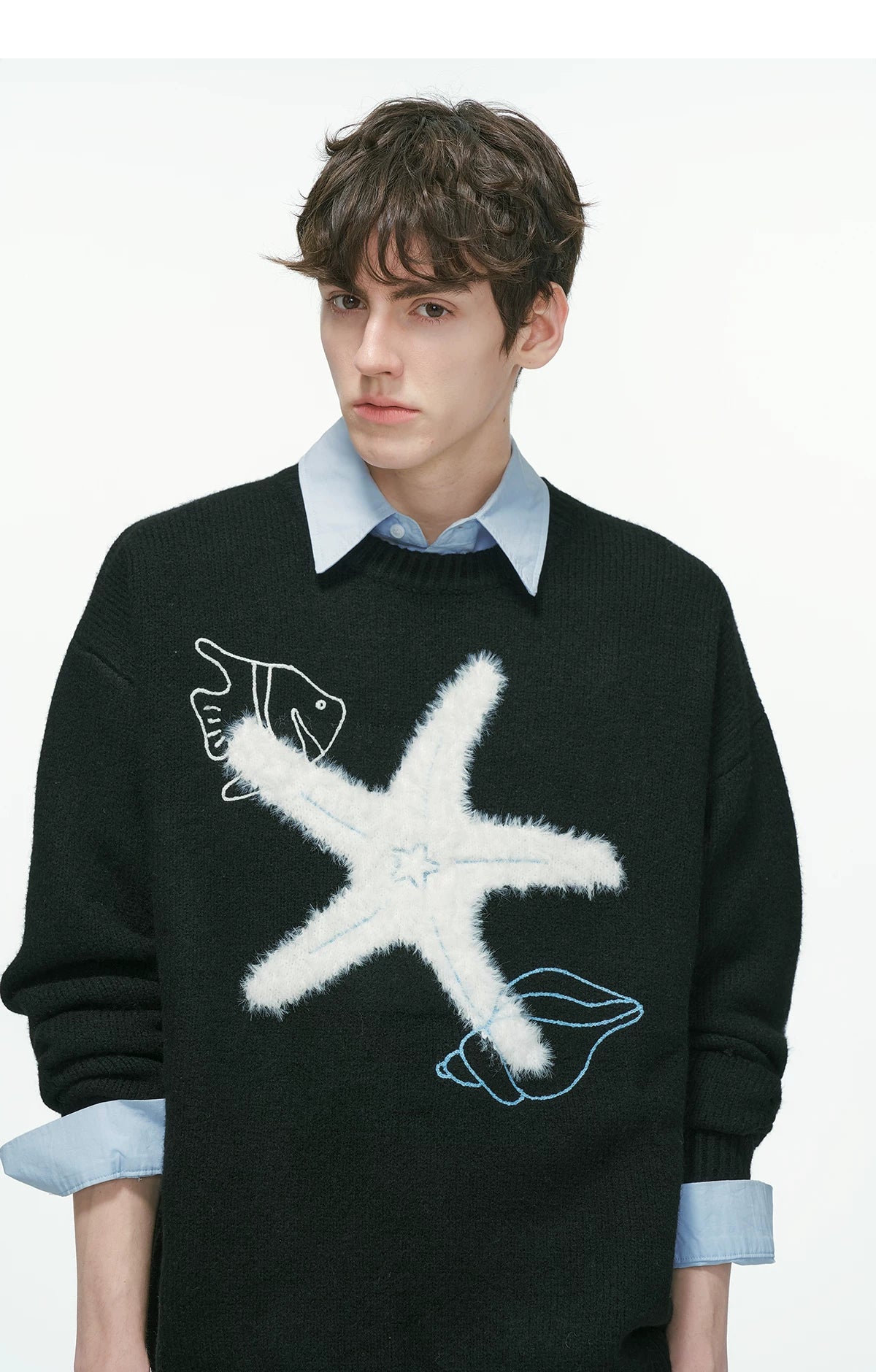 Seastar Sketch Fuzzy Knit Sweater