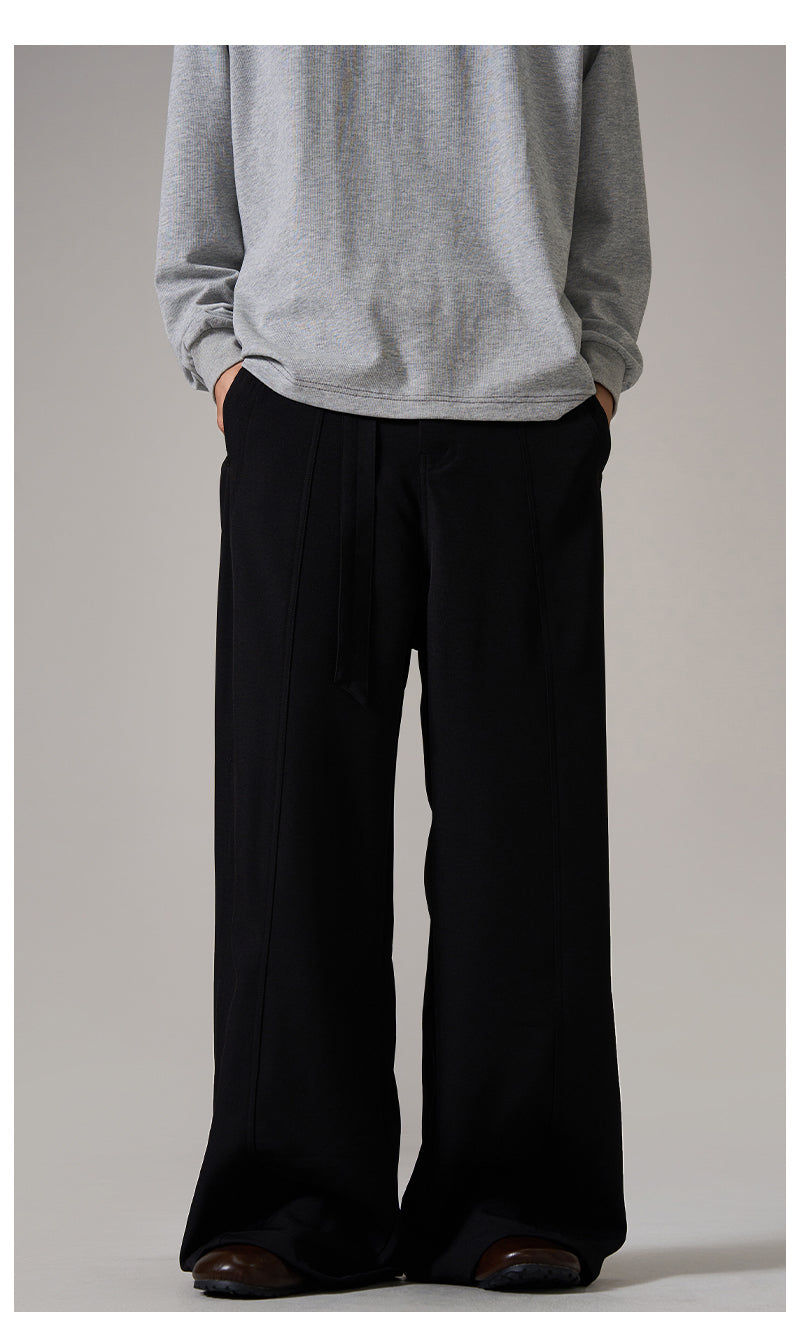 브라운 릴렉스 와이드 레그 팬츠