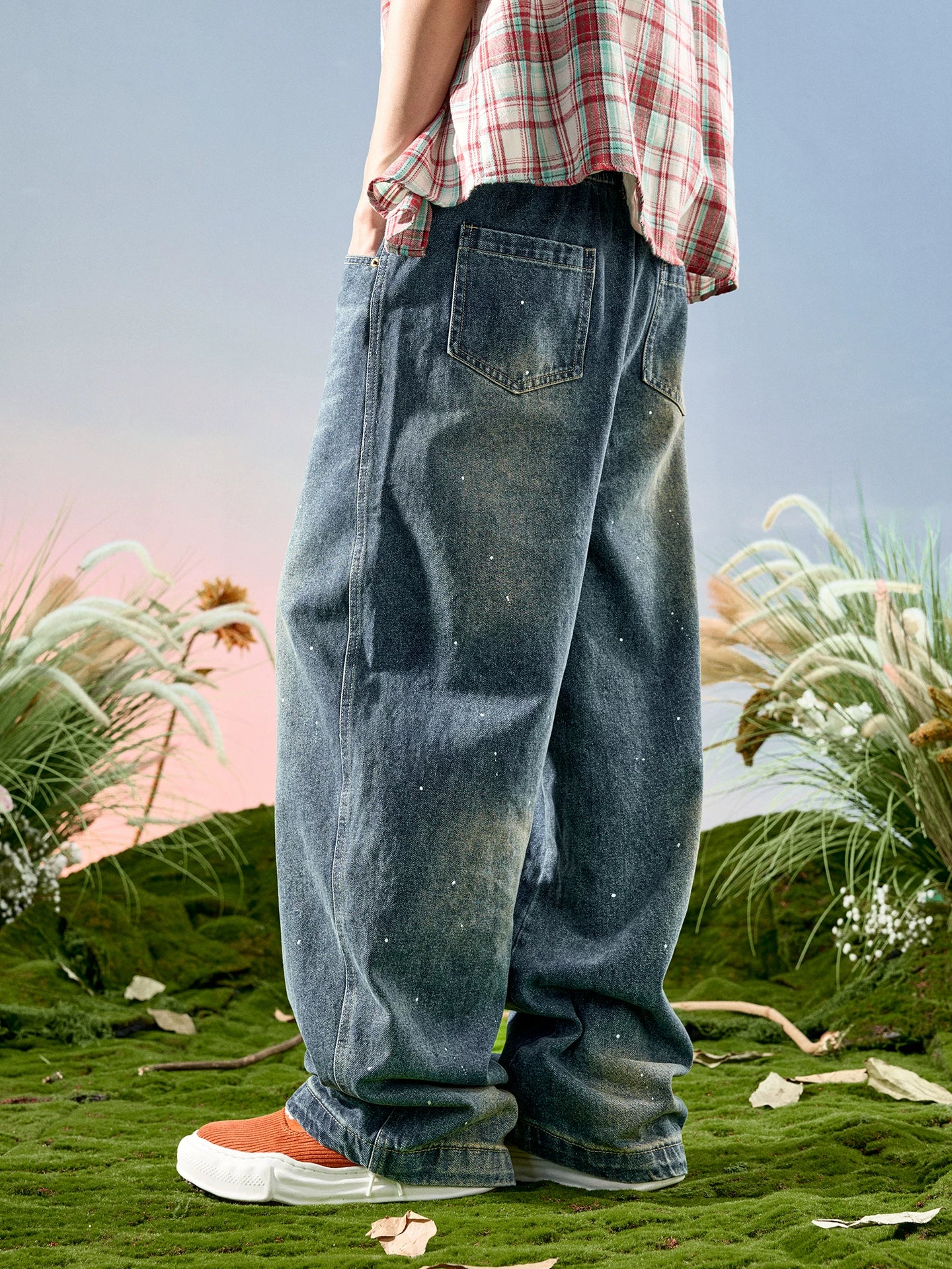 Paint Speckled Ultra Wide Leg Jeans