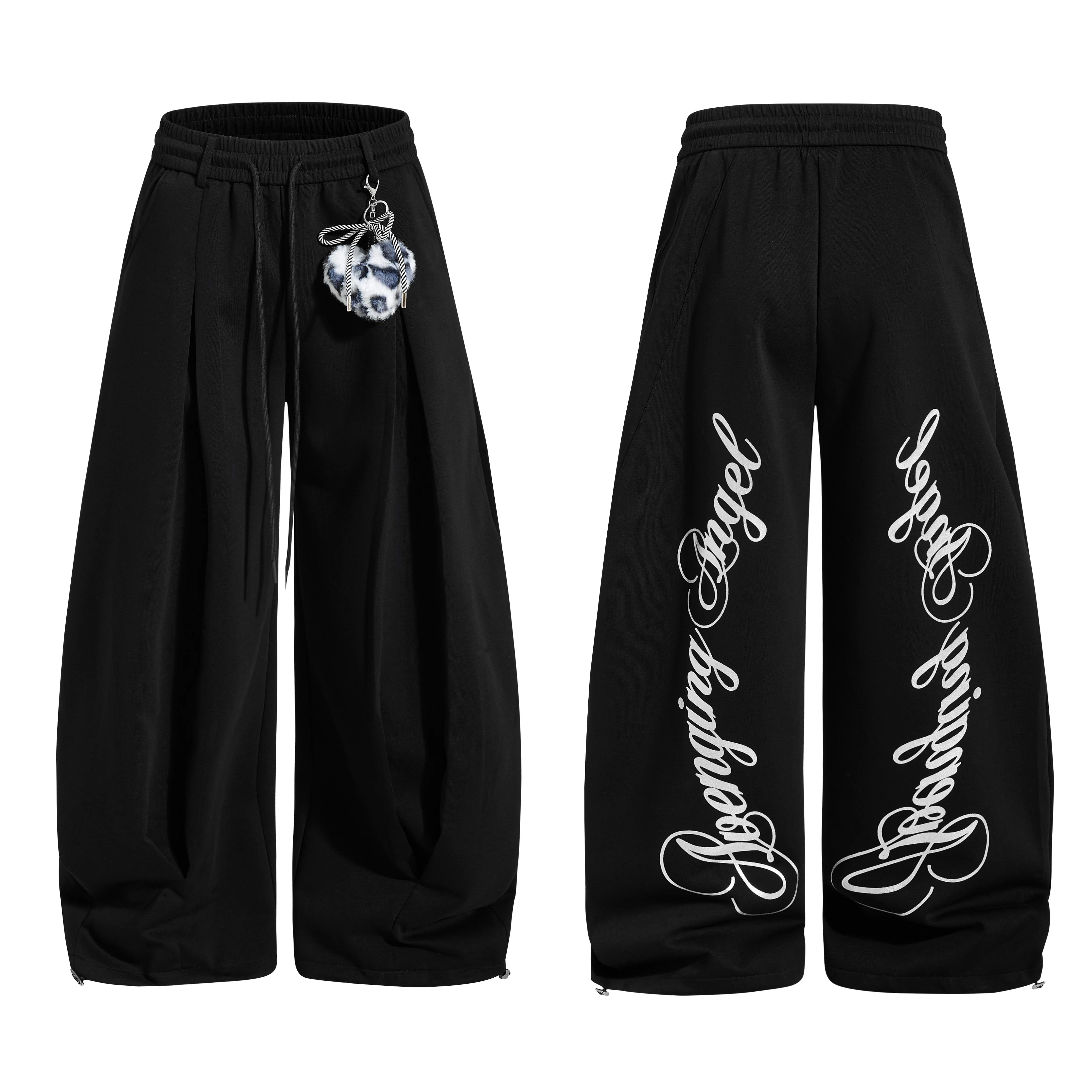 Gothic Script Halo Wide‑Leg Sweatpants