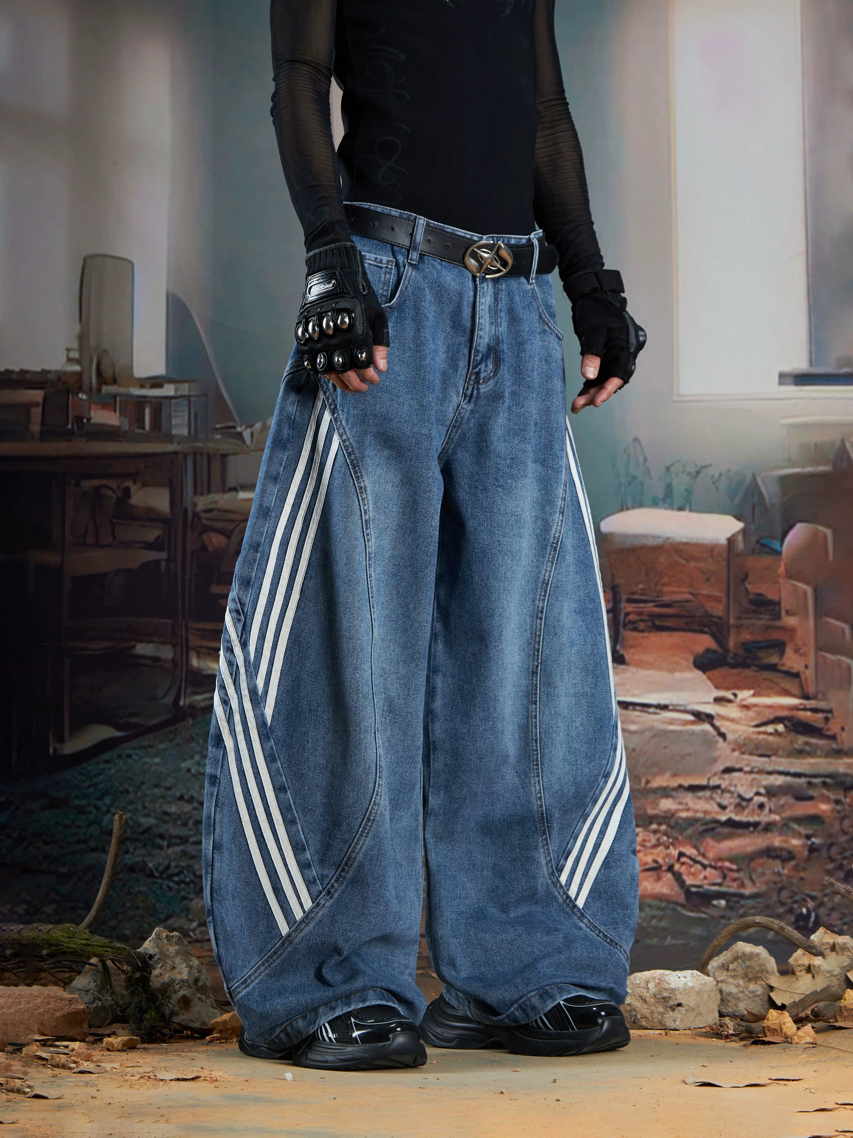 Arcwave Triple-Stripe Balloon Jeans