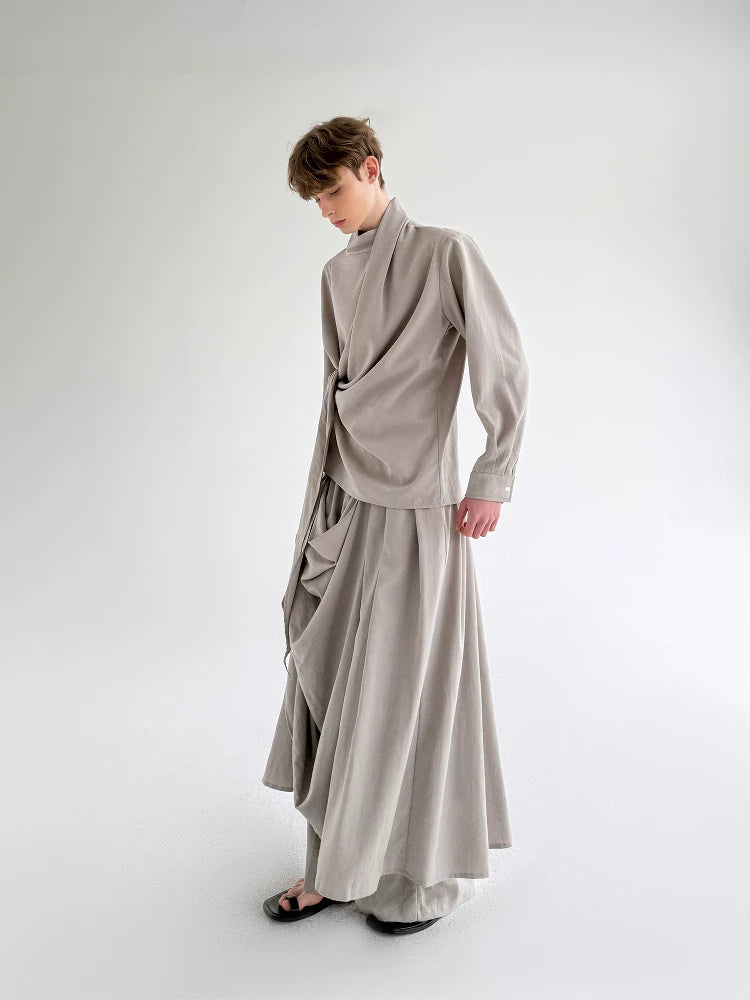 Stone Drape Layered Pants
