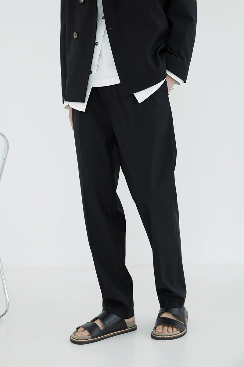 Pantalones de vestir de confort de doble plato