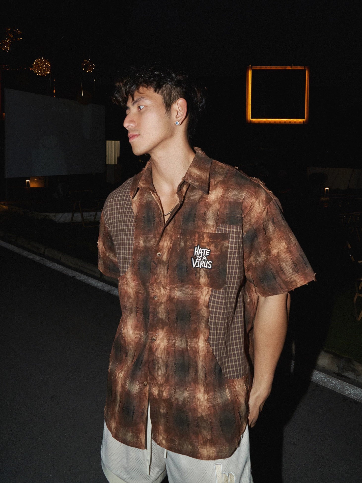 Plaid Patchwork Statement Shirt