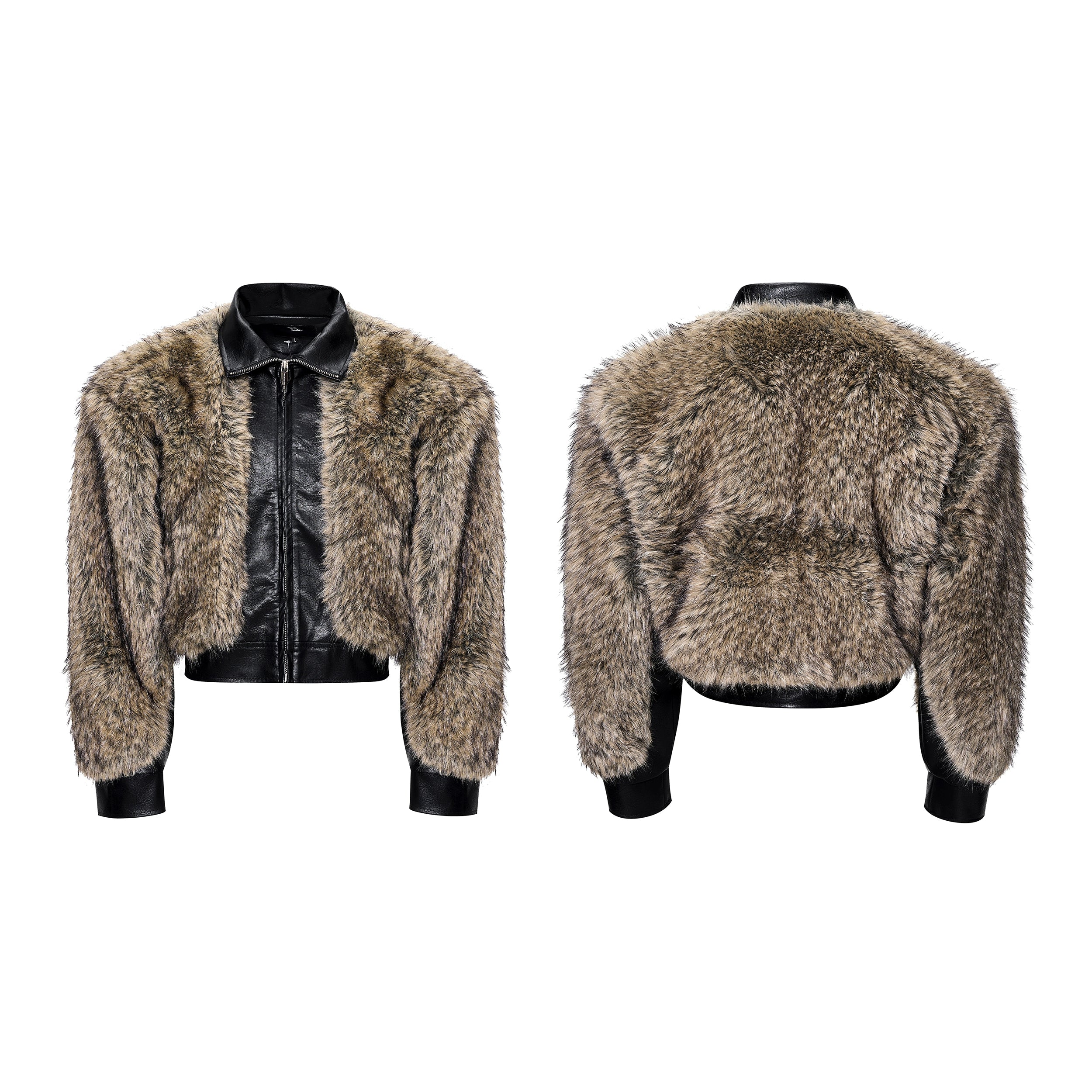 Faux Fur Leather Bomber Jacket