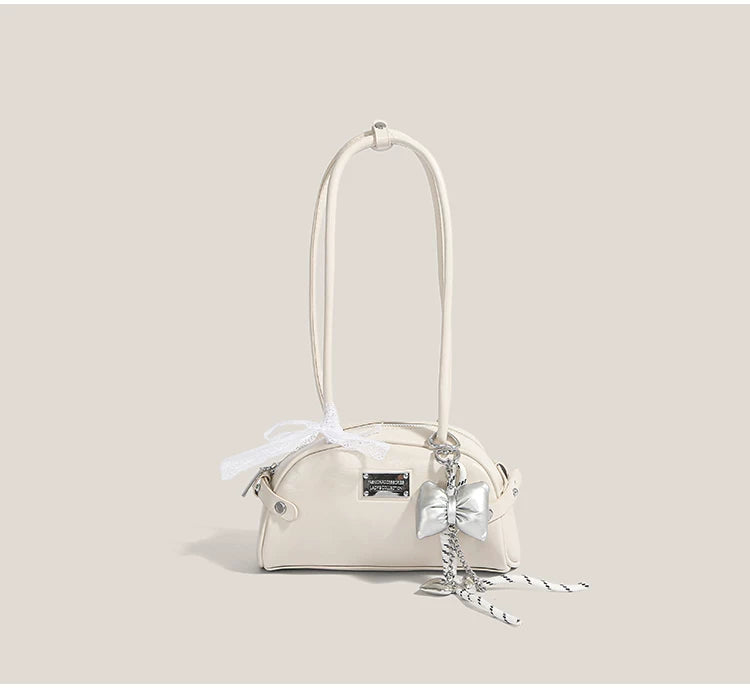 Frosted Lace Bow Baguette Bag