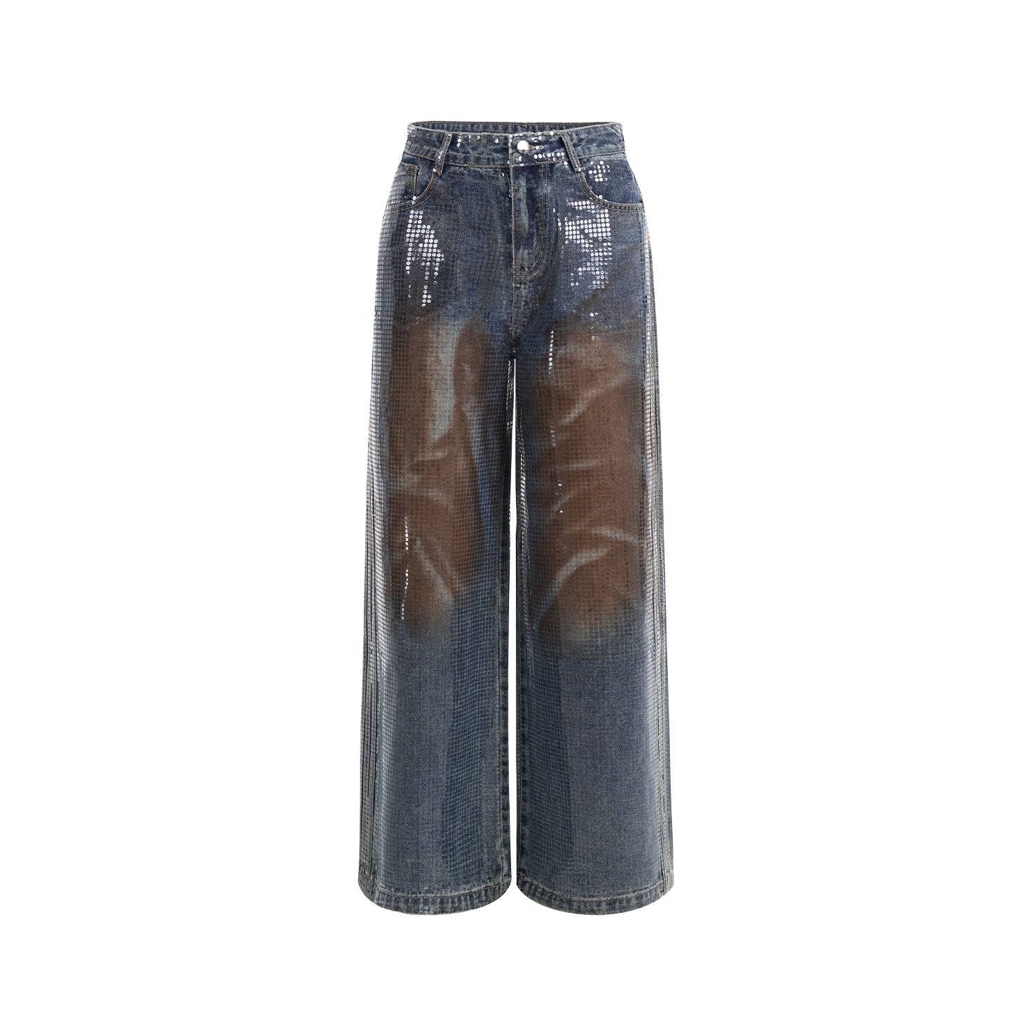 Hot Stamping Metallic Denim Jacket and Jeans Setup