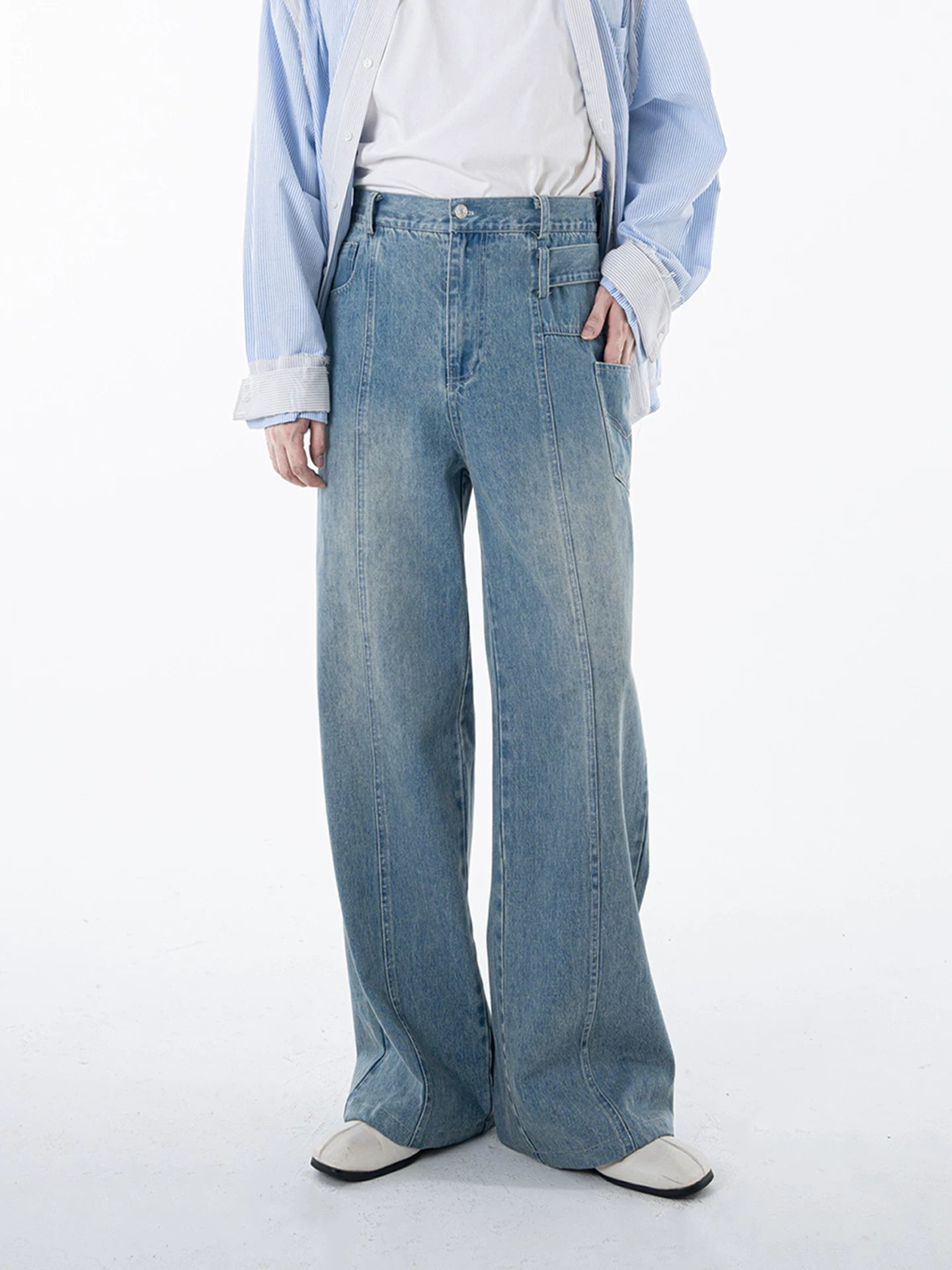 Skyline Panel Wide‑Leg Jeans