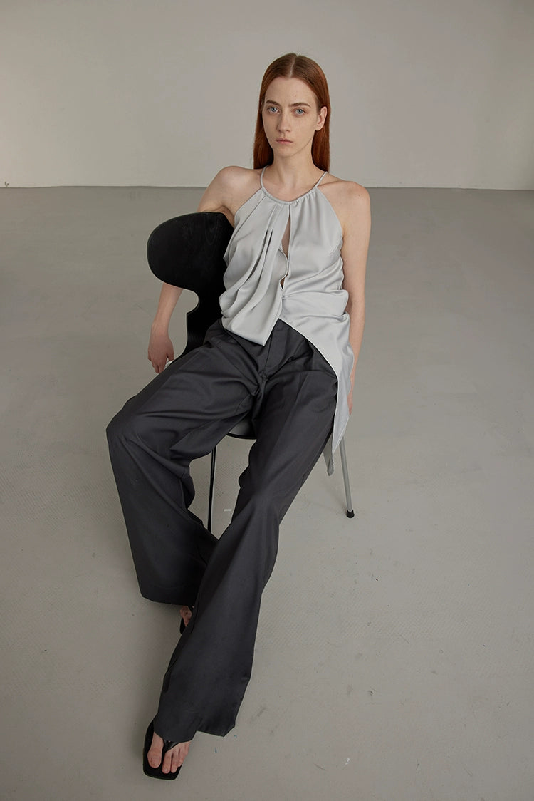 Black Wide-Leg High-Waist Trousers