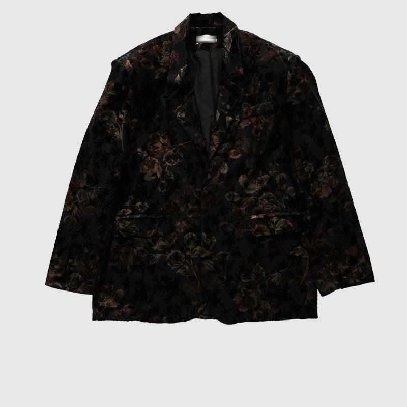 Black Floral Pattern Blazer