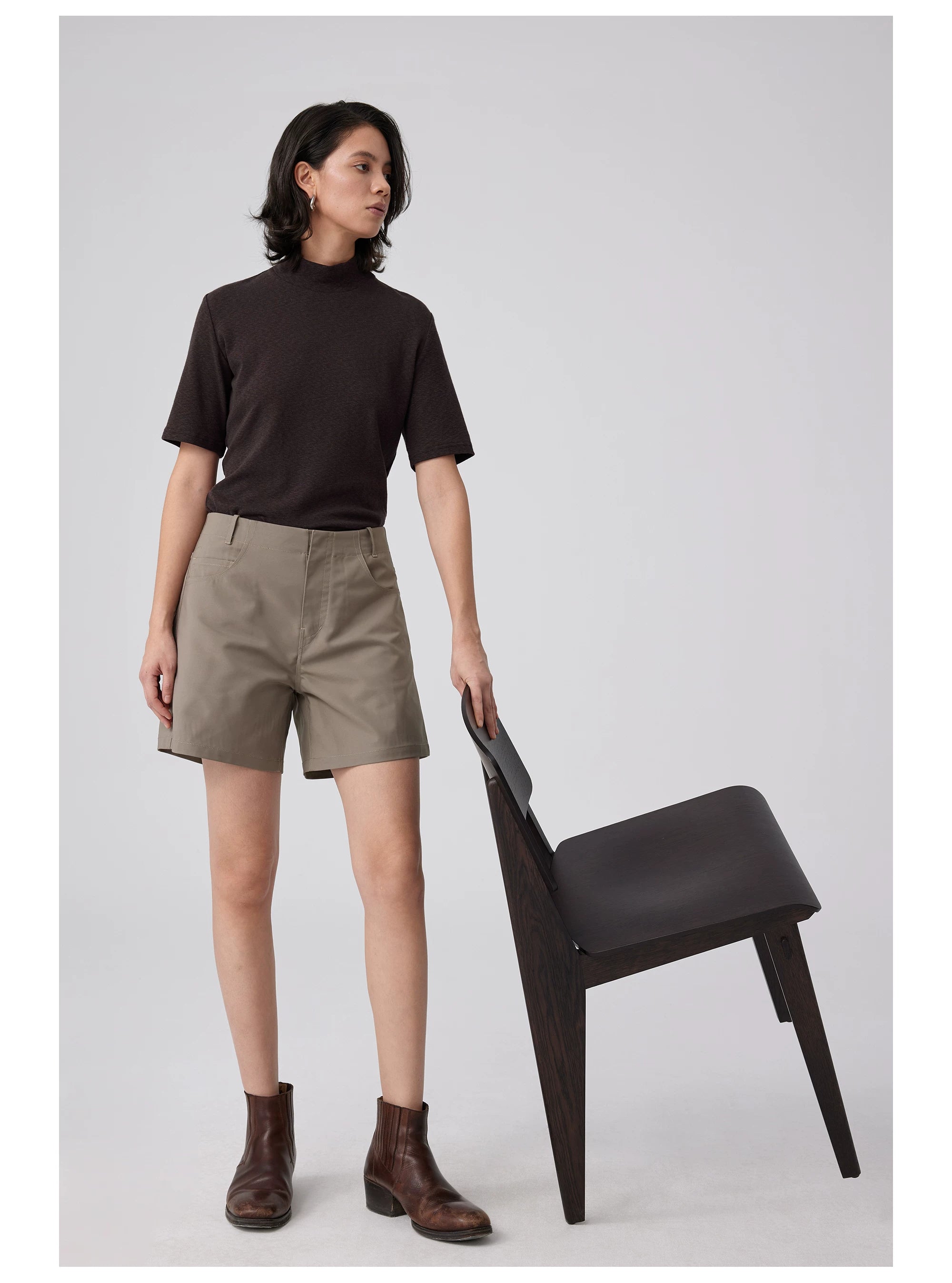 High-Waisted Buckleback Tailored Shorts