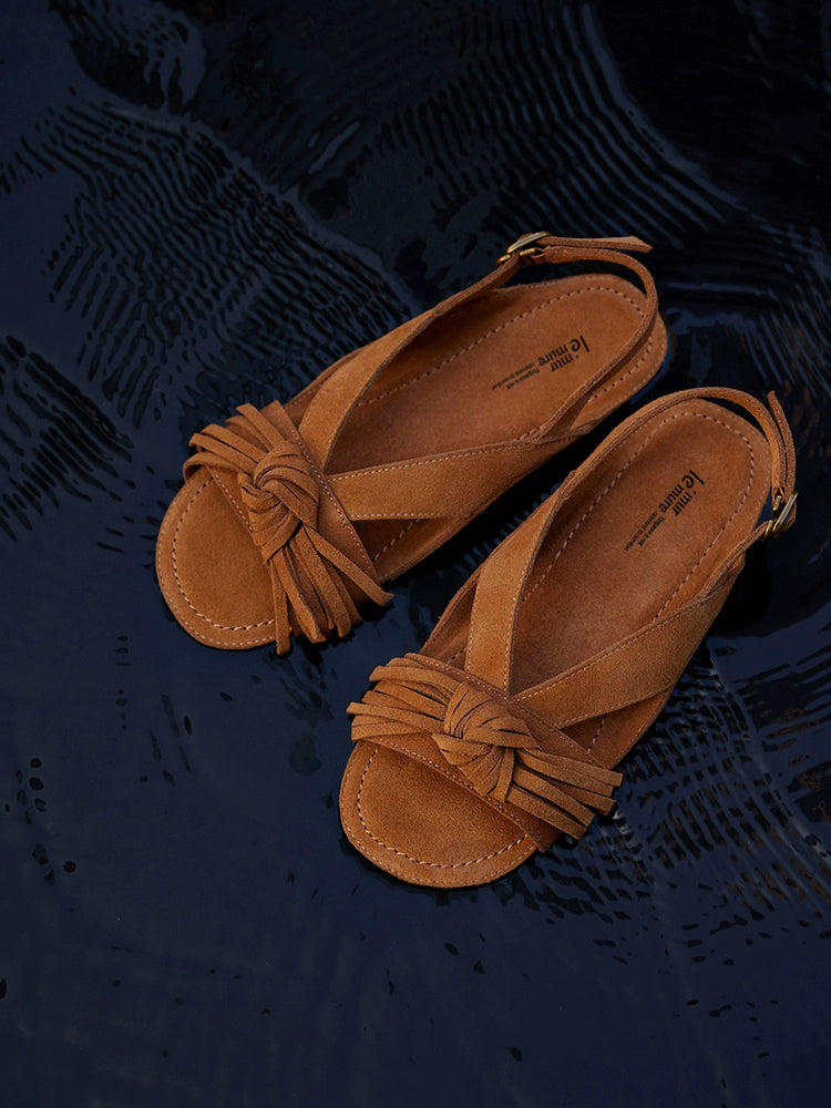 Colorful Suede Knotted Sandals