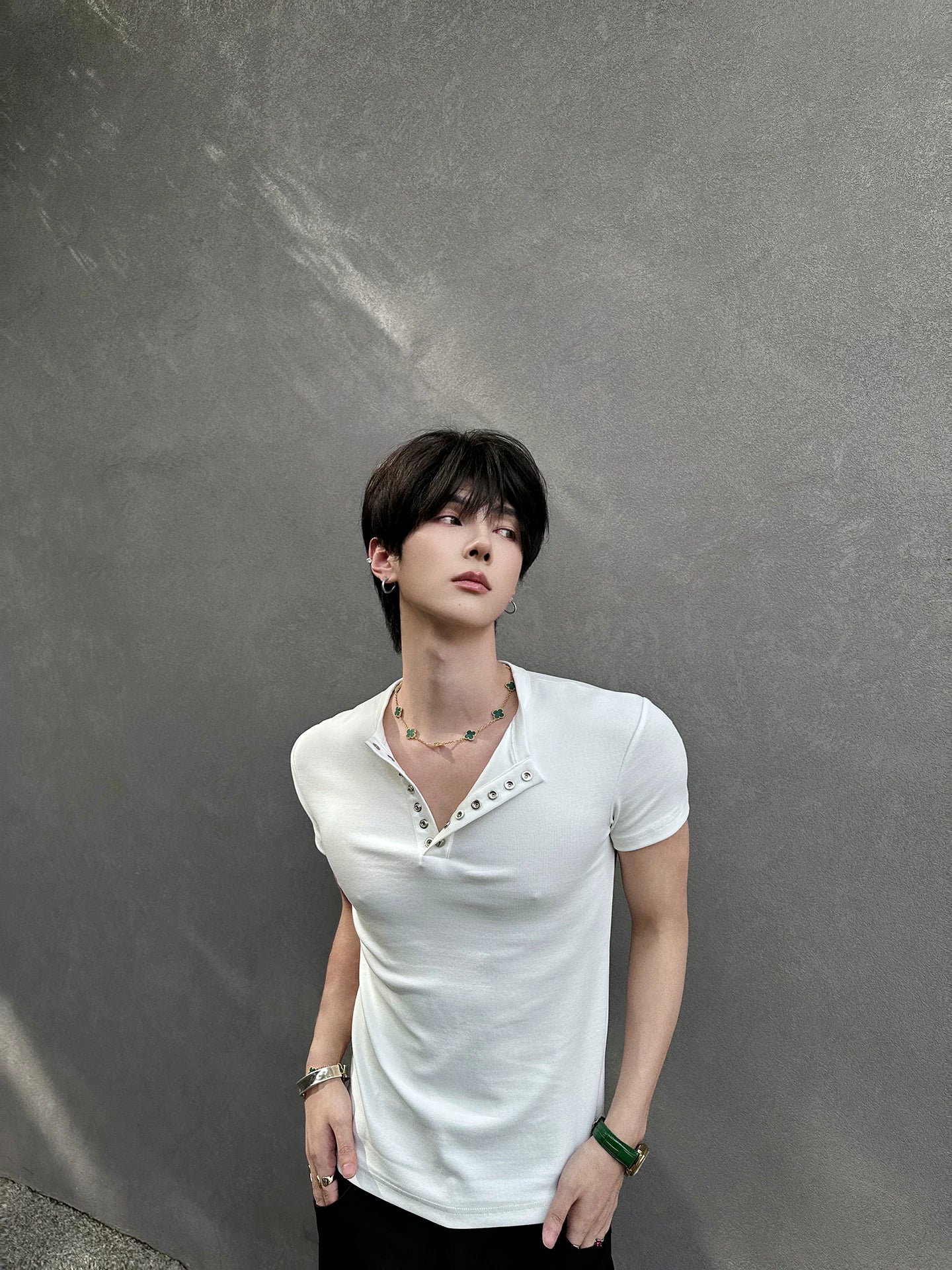 Midnight Gaze Grommet Placket Tee