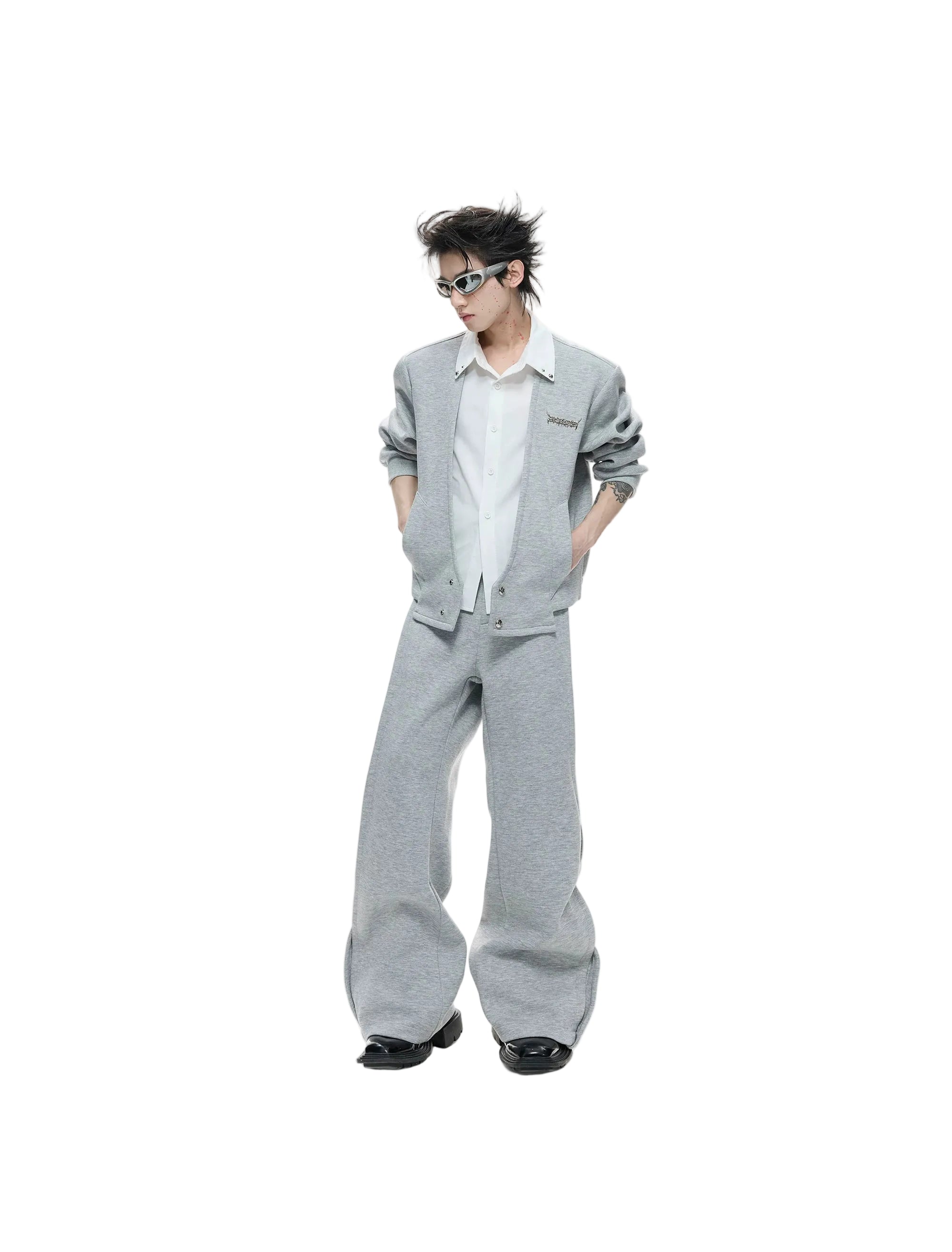 Layered Crest Faux-Twinset Cardigan Shirt