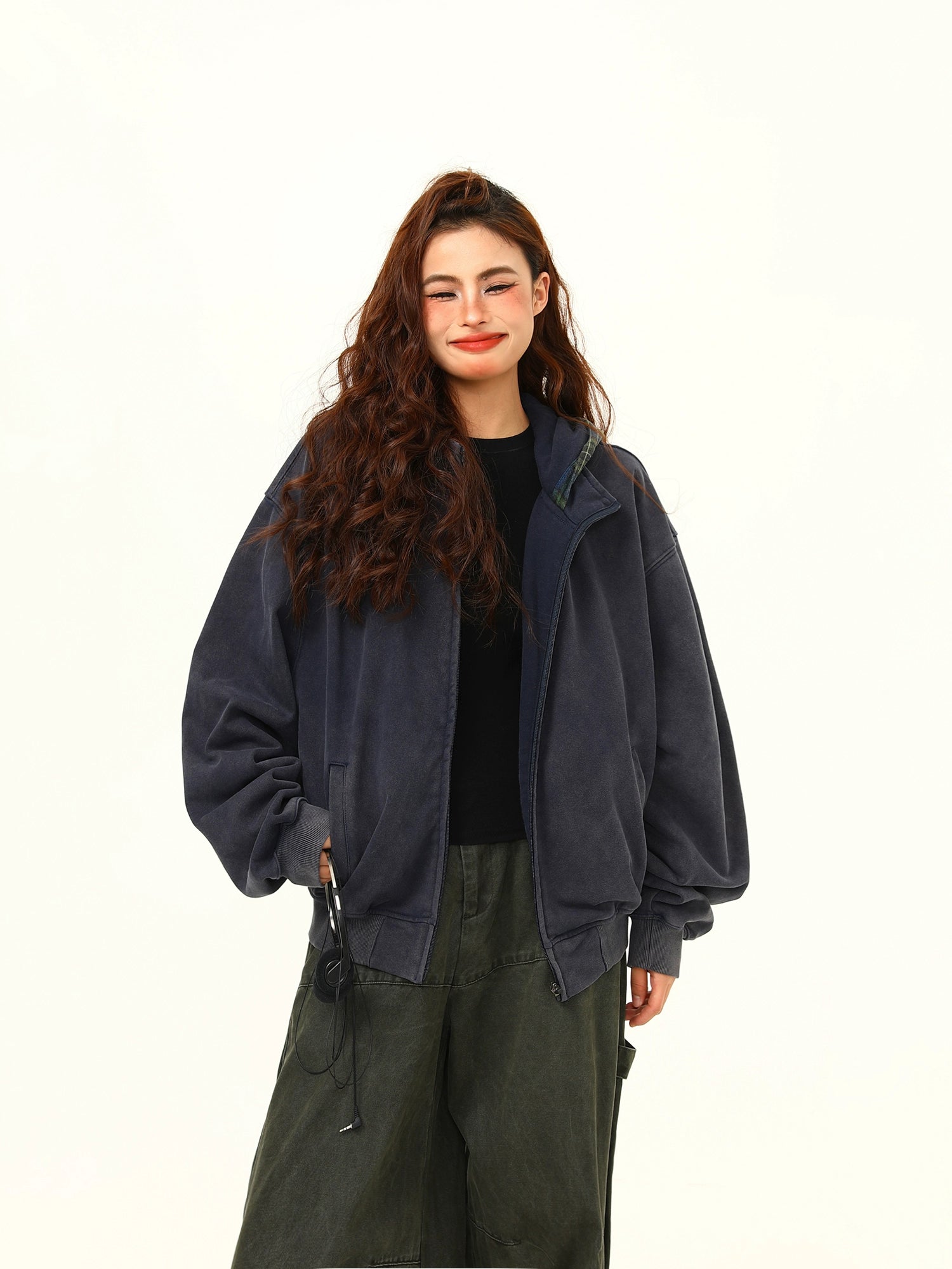 Basic Navy Zip-Up Hoodie