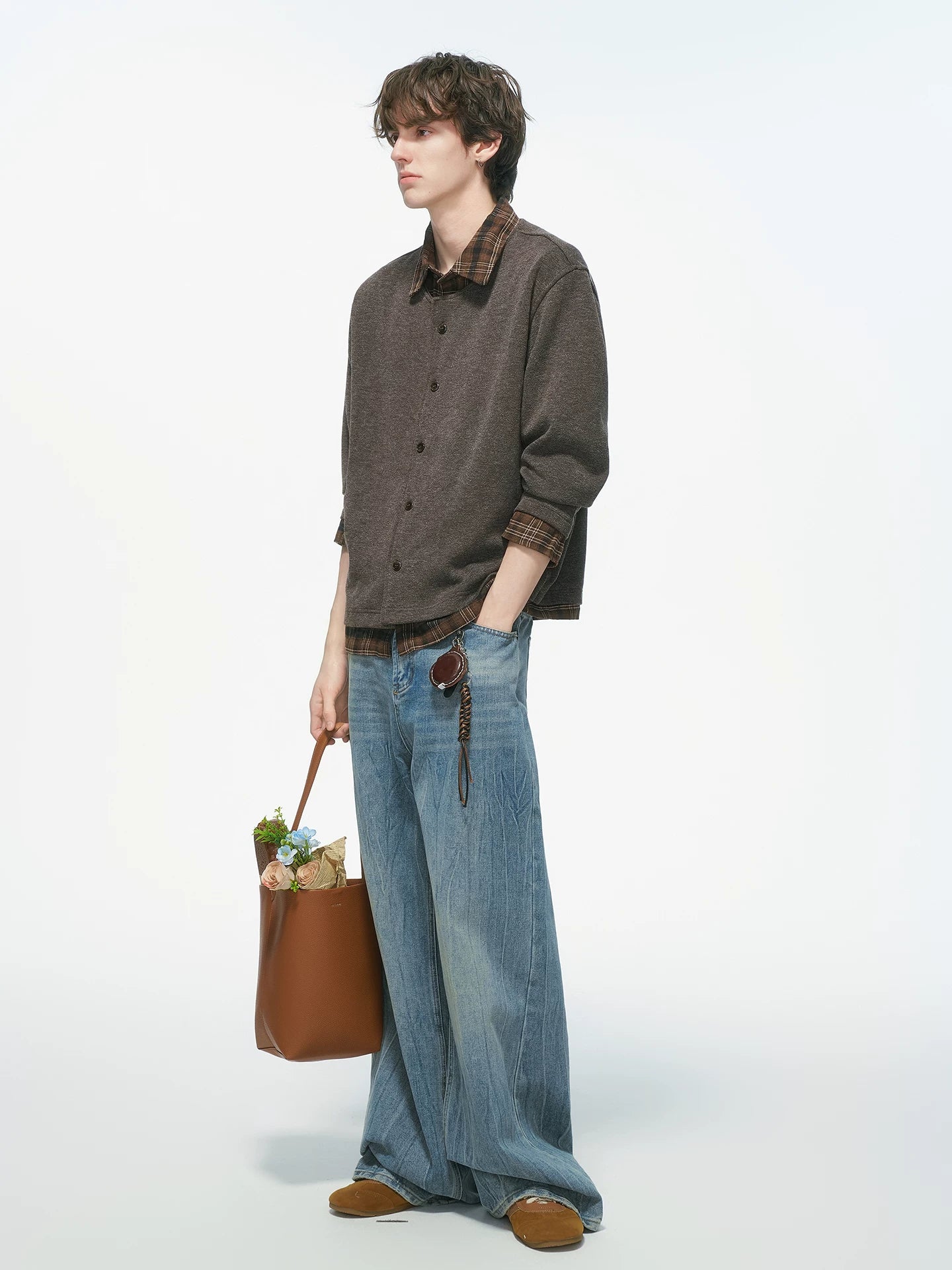 Hearthlayer Plaid Collar Knit Shirt