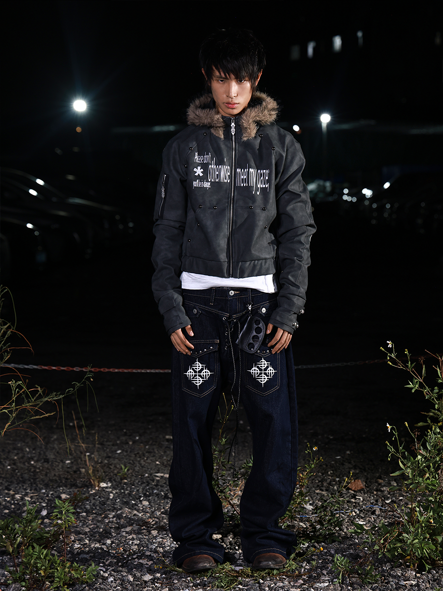 Faux Fur Hood Cropped PU Jacket