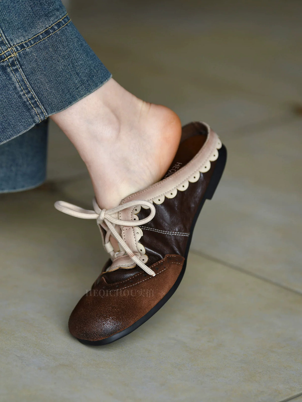 Rosalie Scallop Lace-Up Flats