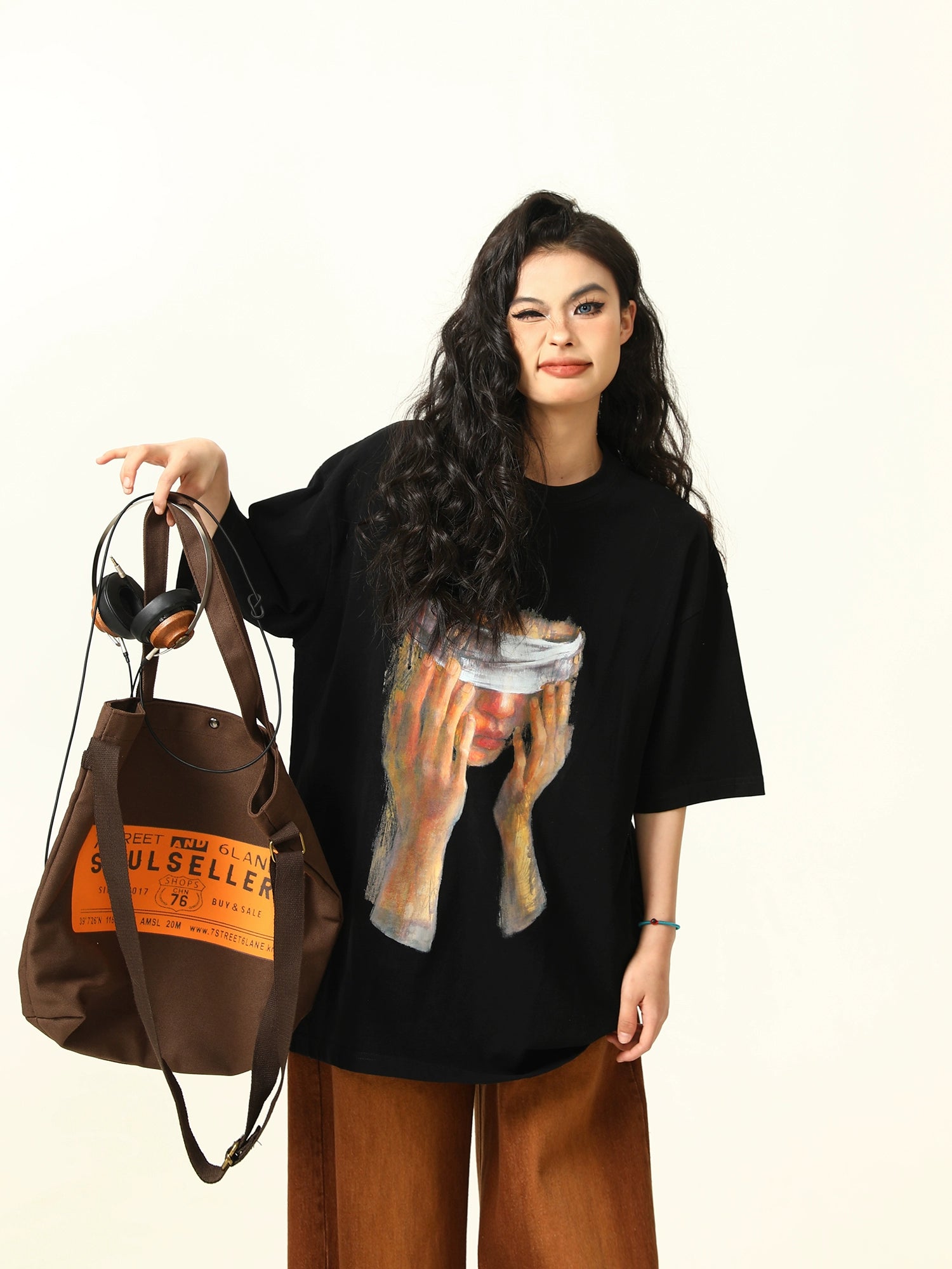 Oversized Artistic Face Print Tee