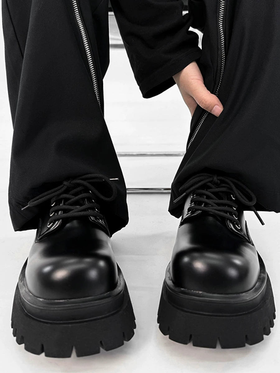 platform black dress shoes Chunky Black Platform Derby Shoes