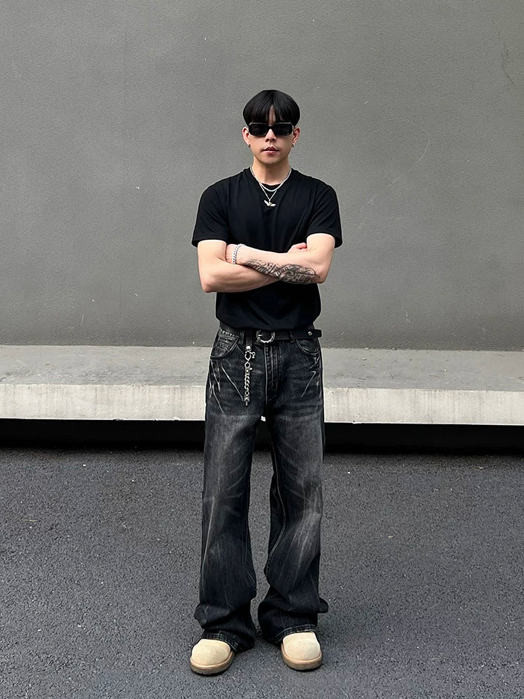 Smoke Wash Graffiti Jeans