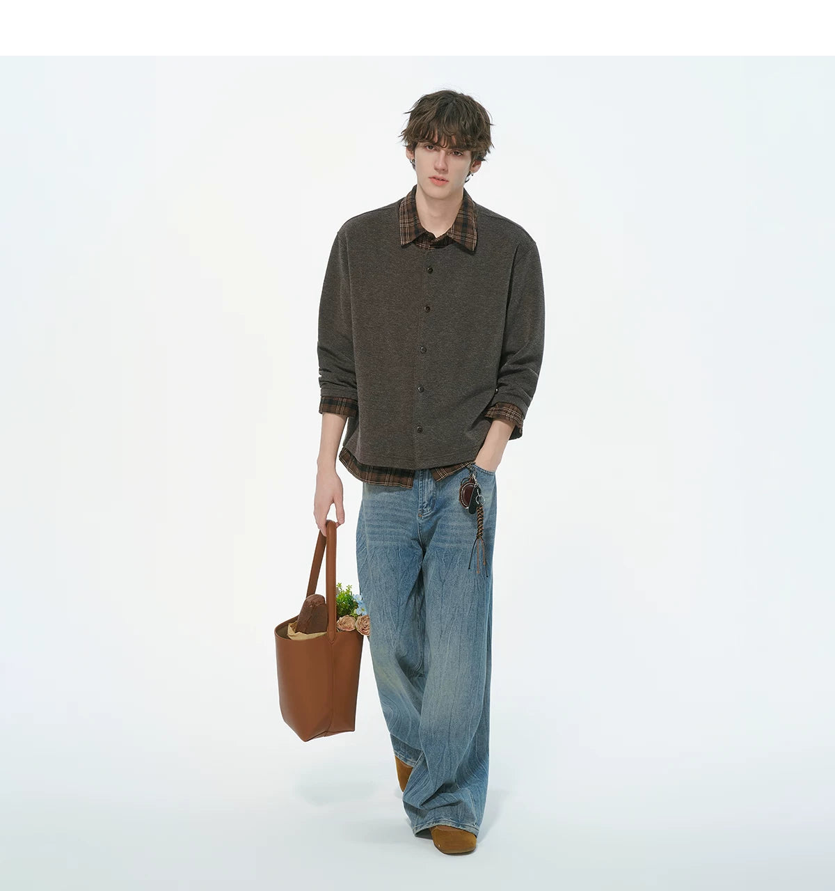 Hearthlayer Plaid Collar Knit Shirt