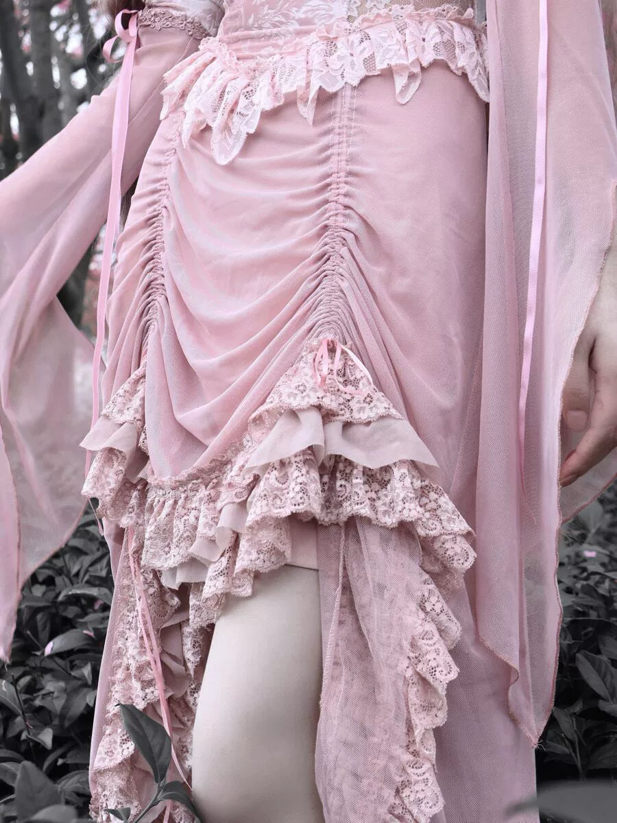 Fairycore Pink Lace Corset Dress