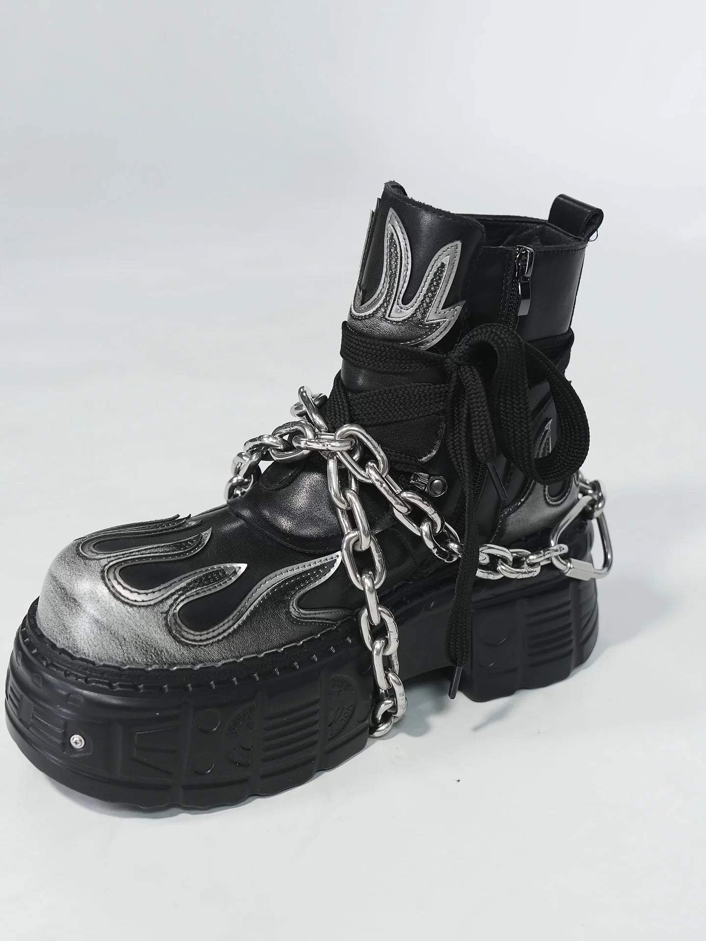 Obsidian Inferno Chain-Spike Platform Boots