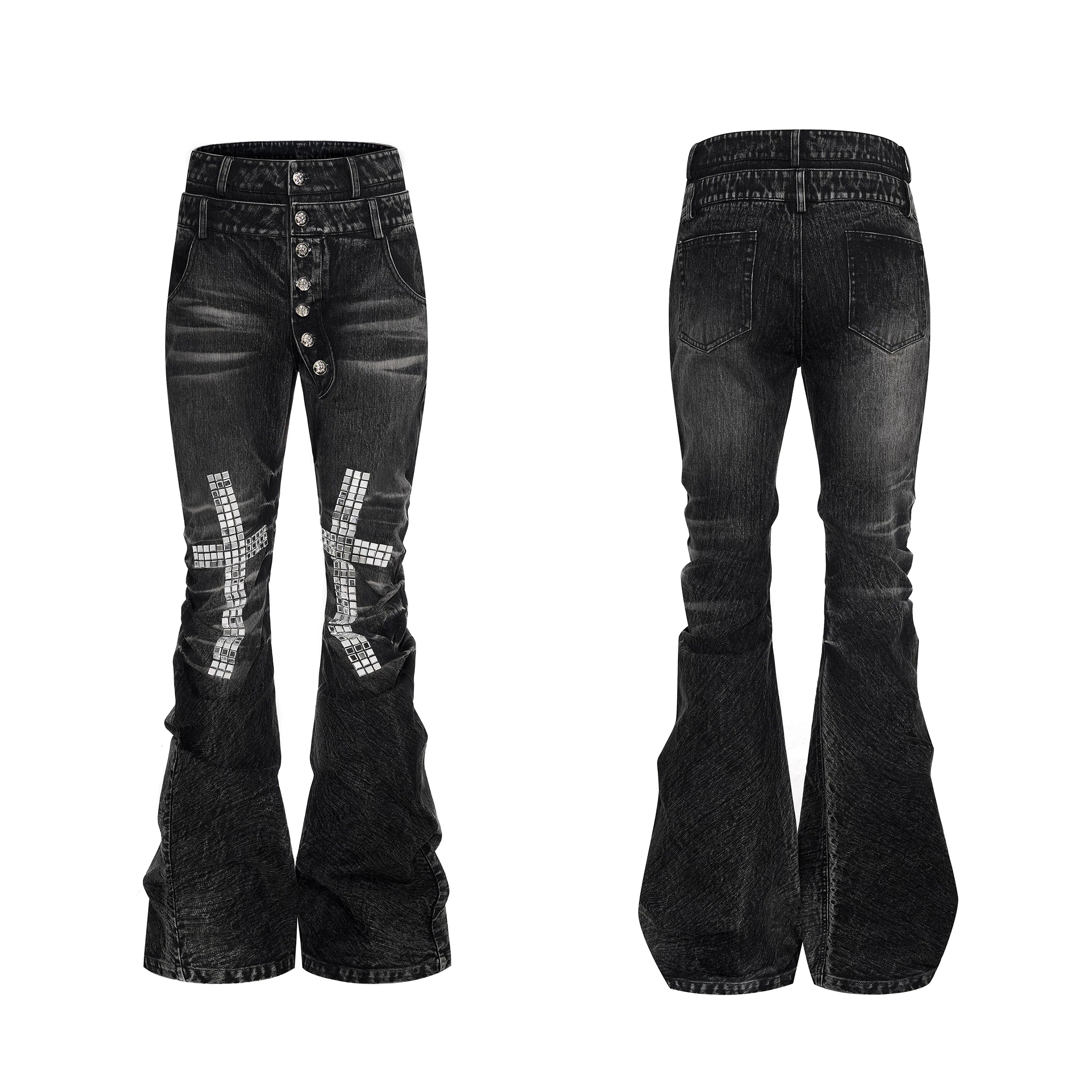 Starlit Cross Shimmer Stack Jeans