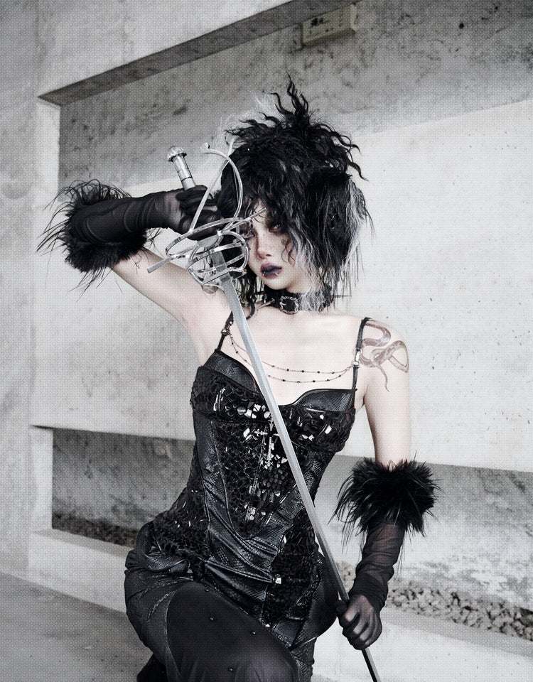 Black Corset Gothic Mermaid Dress