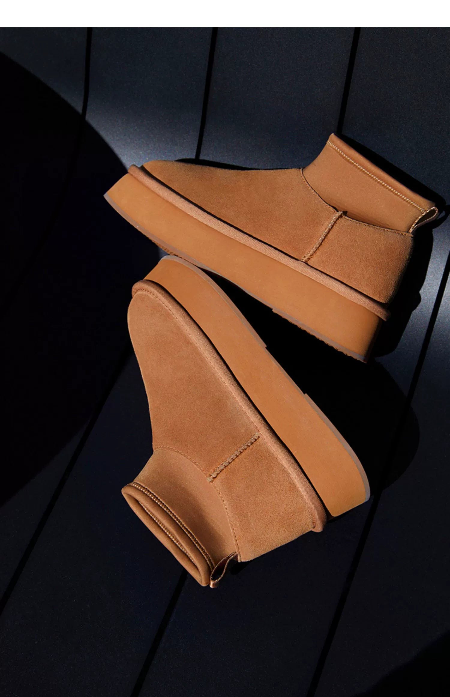 Suede Slip-On Ankle Boots With A Thick Sole