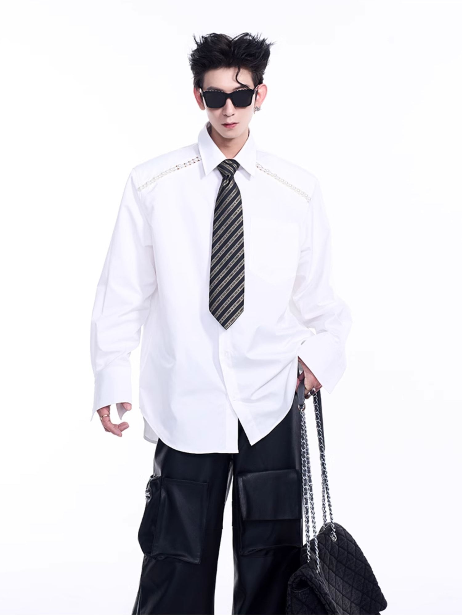 Pearl-Detailed Oversized Shirt