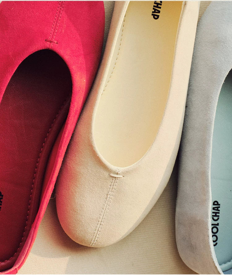 Minimal Suede Round Toe Ballet Flats